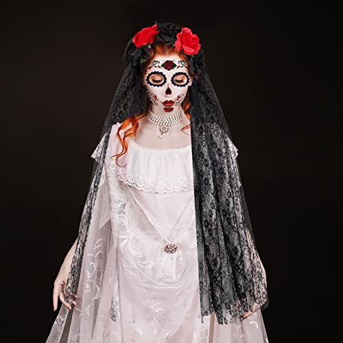 BOFUNX Cerchietti Rose di Halloween con Velo