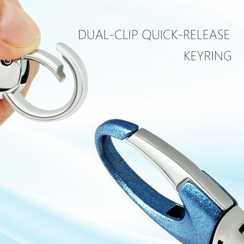 Image of Heavy Duty Keychain with Quick Release Double Carabiner Clip, Key Rings, D Ring, Car Key Holder for Belt Loop