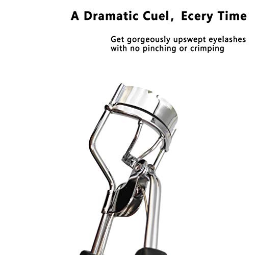 Erised's Bifrost Premium Stainless Steel Lash Curler With 6 Rubber Refill Pads,Makeup Tool,Long Lasting For All Eye Shapes Lash Lift/Extension Of False Eyelashes,Quick Natural Curling(Black) #TOP3