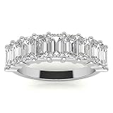 Love Band Excellent Emerald Brilliant Cut 0.40 Carat, Moissanite Diamond Promise Band, Prong Set, Et