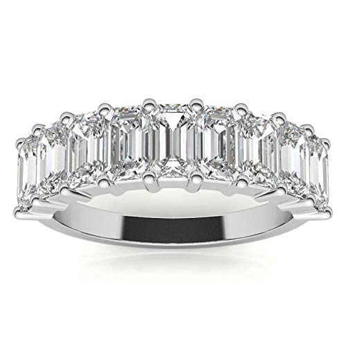 Love Band Excellent Emerald Brilliant Cut 0.40 Carat, Moissanite Diamond Promise Band, Prong Set, Eternity Sterling Silver Band, Valentine's Day Jewelry Gift, Customized Band For Her (7.5) #TOP15