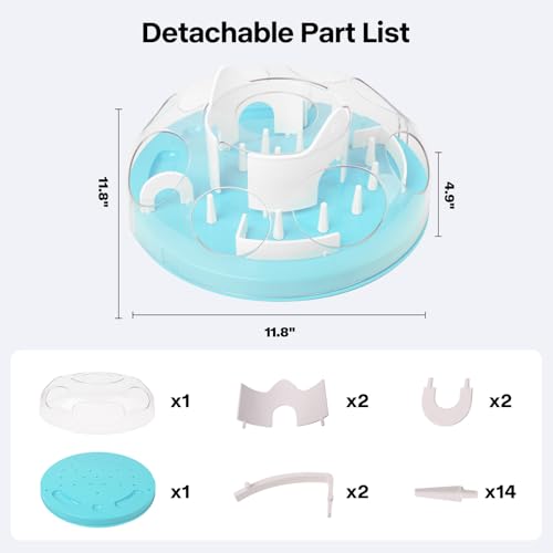 PAWISE Interactive Cat Puzzle Feeder, Adjustable Slow Feeder Toy for Mental Stimulation, Boredom Relief & Healthy Digestion in Indoor Cats,Enrichment & Cat Food Toy