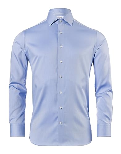 Vincenzo Boretti Chemise, Regular-fit/Taille Normale, sergé - Infroissable Bleu 39-40