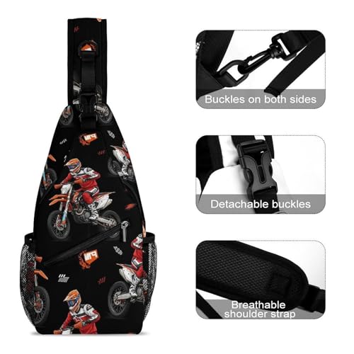 Fashion Chest Bag, Shoulder Bag, Dress Decor Sling Backpack, Casual Day Pack For Men And Women Motorcycle Dirt Bike3