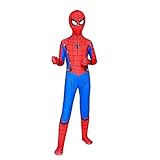 Diudiul Luxus Kids Superheld Spiderman Kostüme für Kinder Action Dress Ups und Zubehör Party Cosplay Kostüm (XS(100-110cm), Rot Blau-Kind-New)