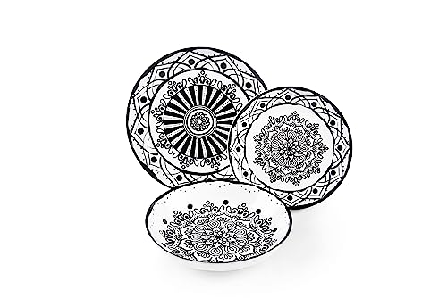 Excelsa Boheme Noir - Vajilla de 18 piezas, porcelana, negro