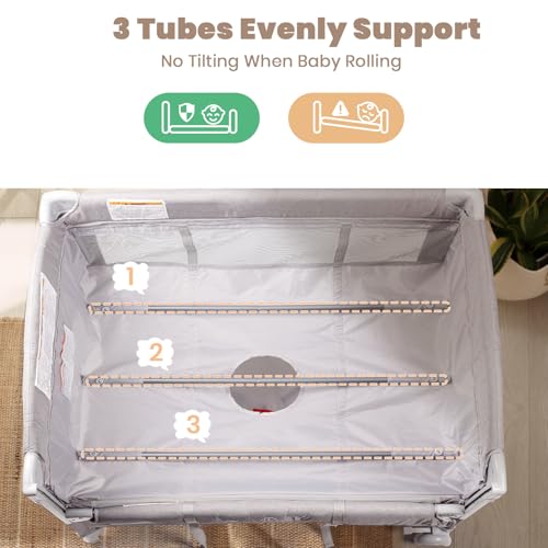 Rinnebbit Baby Bassinets Bedside Sleeper, 4 In 1 Portable Bedside Crib W/Thickened Mattress thumb #3