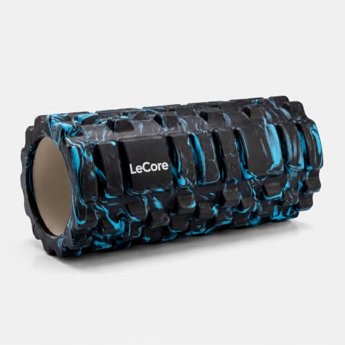 Image of LeCore High Density EVA Foam Roller 30cm for Deep Tissue Massage, Muscle Recovery, Back Pain Relief, Yoga & Physiotherapy | Trigger Point Massage Roller for Stretching, Gym Workout & Fitness | Blue Black Marble