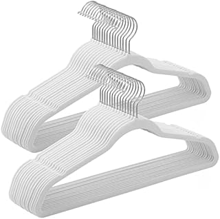 SONGMICS Velvet, Jacket Hanger, Heavy Duty, 360° rotatable Hook, ABS Plastic, Metal, White, 43.5 x 0.6 x 22.5 cm