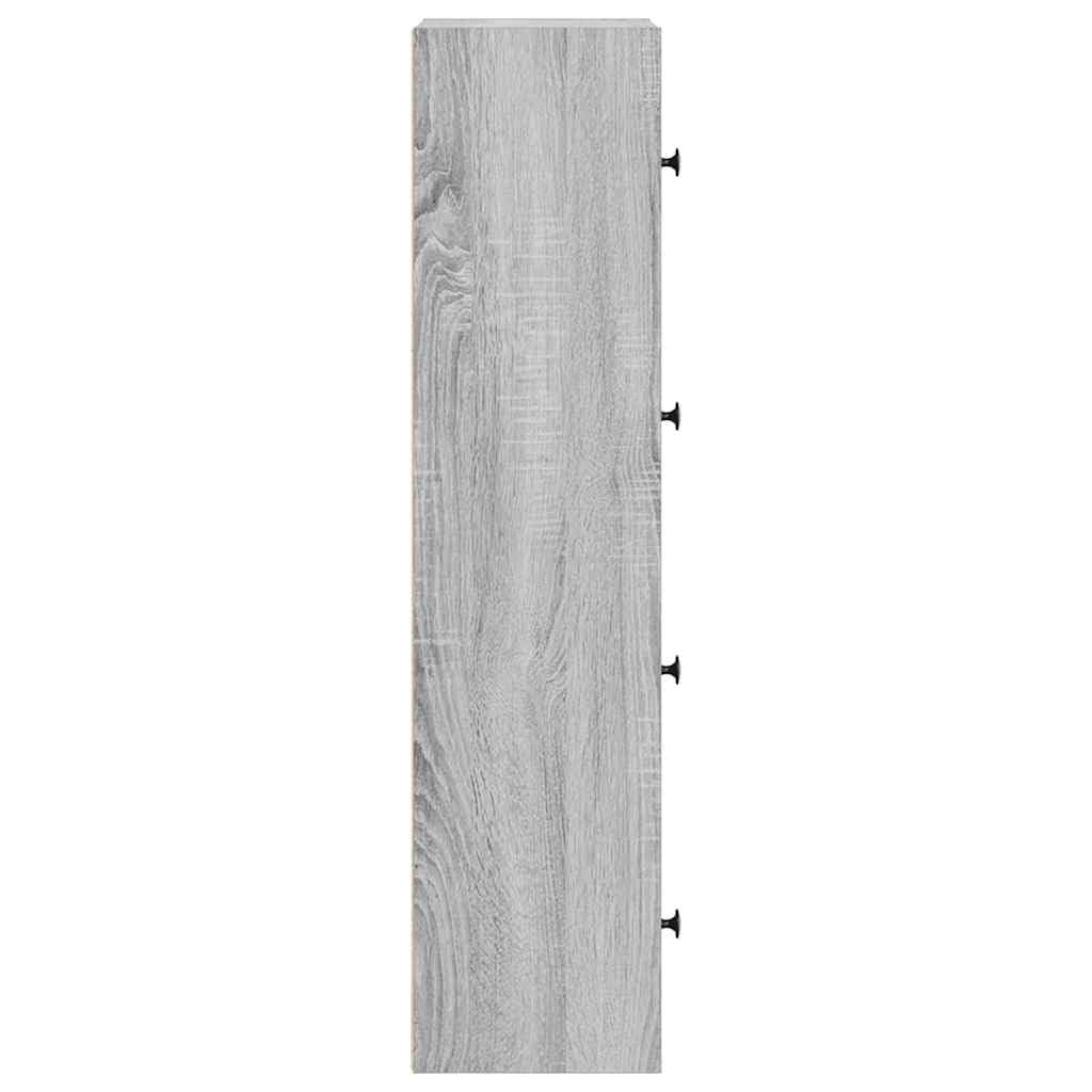 Librería estrecha alta gris Sonoma 40x24x102 cm madera con puerta para organizar libros en sala de estar