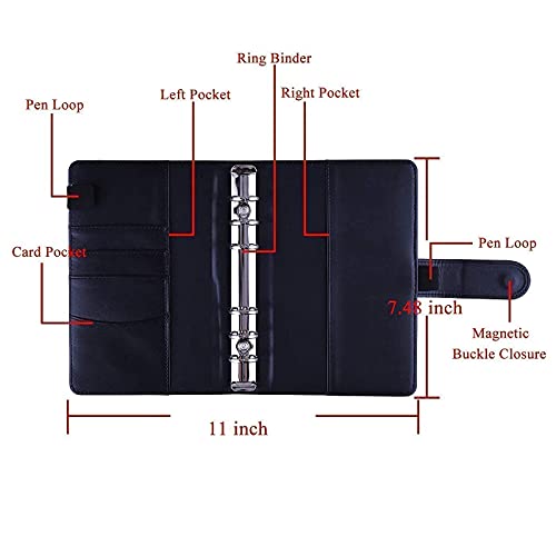 Antner A6 Pu Leather Notebook Binder (Black) Bundle | 24 Pieces A6 Binder Pockets #TOP1