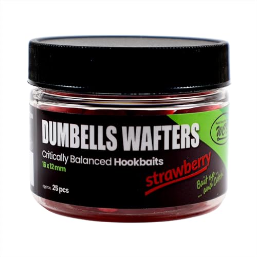 WCB Carp Baits - Dumbells Wafters Hookbait - Carp Bait - Ideal for Carp Fishing (Red - Strawberry Flavor)