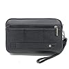 Leather Clutch Bag Wrist Purse for Men Women Travel Outdoor Business Organizer Wristlet Strap Pouch Coin Money Wallet Handbag Multi-Purpose Cell Phone Holder Daypack Coffee #2