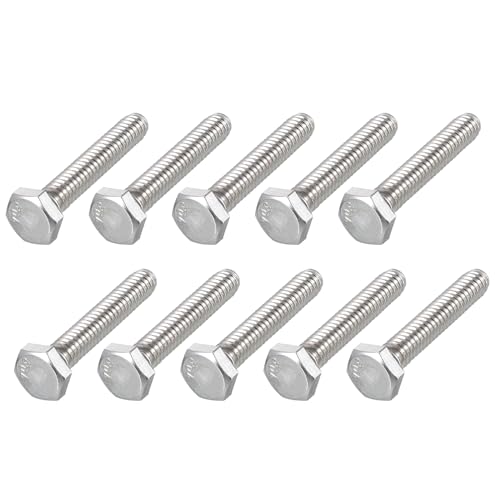 Image of METALLIXITY Hex Head Bolts (1 /4-20 x 1-1 /4 inch) 25Pcs, 304 Stainless Steel 18-8, Fully Threaded, External Hex Drive, Plain Finish, Hex Head Screw Bolt, Silver