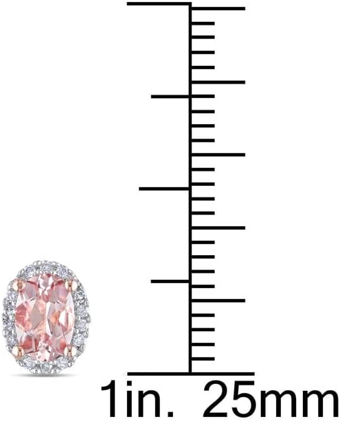 2 Carat Oval Shape Simulated Pink Morganite and White Cubic Zirconia Halo Prong Wedding Engagement Stud Earrings with Push Back In 14K Rose Gold Plated 925 Sterling Silver