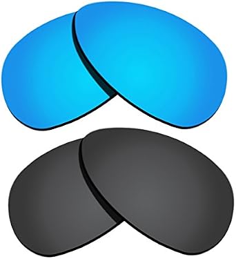 2 Sets Polarized Replacement Lenses for Oakley Crosshair S - Black&Ice Blue Mirrored Coating