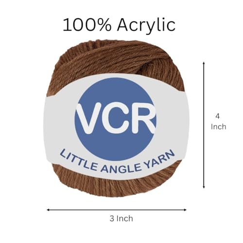 Image of VCR 4 Ply Coffee Brown Little Angle Yarn, 25 Grams, 92 Meters Length, 100% Acrylic Soft Baby Knitting Yarn for Crochet, Newborn Sweaters, Soft Baby Socks, Mittens and Leggings, Pack of 1