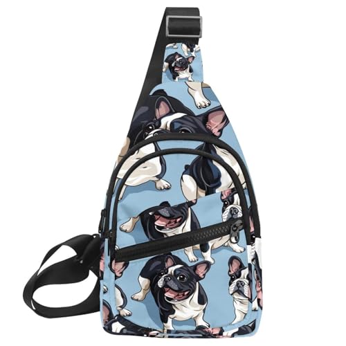 Mochila cruzada de bulldog francés para mujer y hombre en viajes y deporte