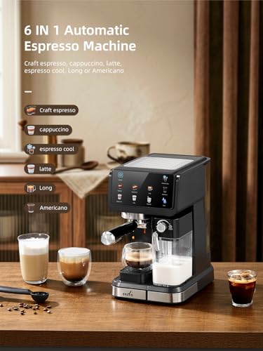 Image of UDI 20 Bar Espresso Machine, 9-in-1 Coffee Maker with Automatic Milk Frother & Detachable Milk Tank, One-Touch Cappuccino Latte Macchiato Americano Iced Espresso, Self-Cleaning Function for Home Use