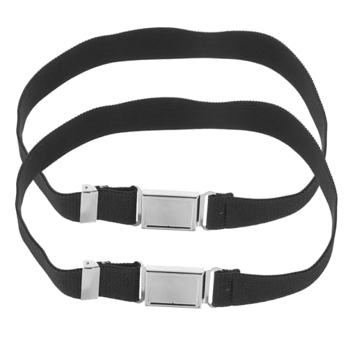2pcs Elastic Magnetic Buckle Waist Belts for Nylon Rubber Material Adjustable Stretch Waistband for Boys and Black for School Uniforms and Daily Wear