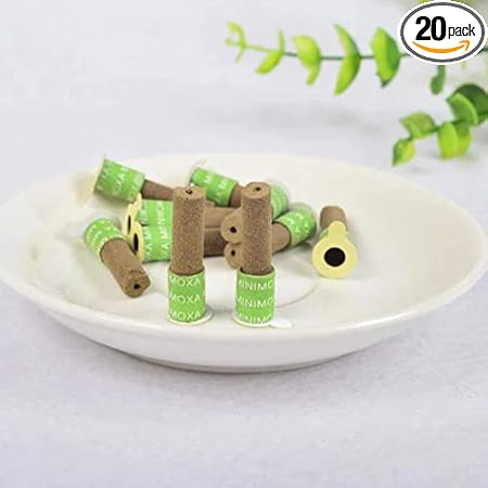 AHCS Mini Moxa Tube Self Stick Chinese Moxibustion Sticker Therapy Burner Heating Acupunture Point Meridian Warm Massager (20Pcs)
