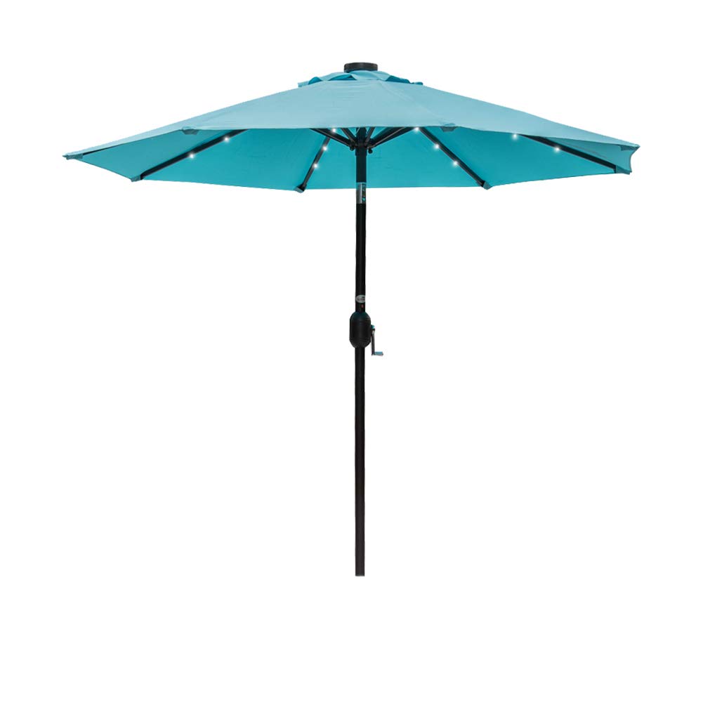 Amazon Com Sundale Outdoor 7 Ft Solar Powered 24 Led Lighted Patio Umbrella Table Market Umbrella With Crank And Push Button Tilt For Garden Deck Backyard Pool 8 Steel Ribs Polyester Canopy