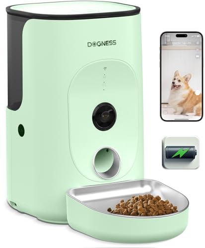 DOGNESS Rechargeable Automatic Cat Feeder with Camera, 5000mAh Ba...
