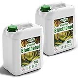 Bioéthanol 96,6 % 20 l | Alcool bio parfum forêt 96,6 % 2 x 10 l | Bioéthanol pour cheminée, cheminée de table | Parfum forêt au bioéthanol | Combustion propre, sans fumée, flamme vive et stable