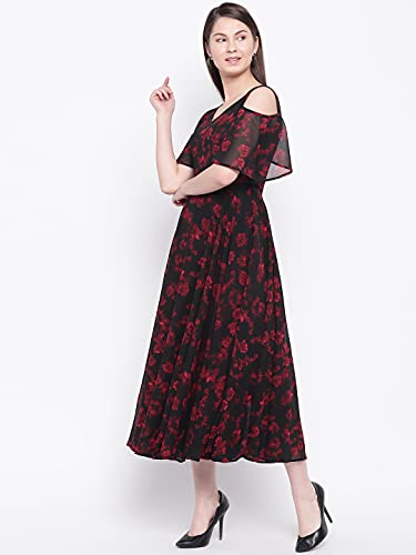 Image of Rare Women's Polyester Fit and Flare Maxi Casual Dress