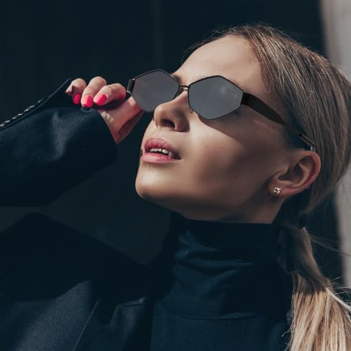 Long Keeper Trendy Hexagonal Sunglasses - Retro Women Men Metal Frame Sunglasses Fashion Small Gold Sun Glasses UV400 6