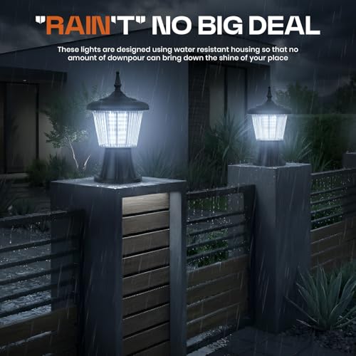 Image of Gigawatts GWSUW-02 Outdoor Gate Light - 12W Integrated Light 101% Rust & Waterproof Polycarbonate, ABS, PP Pillar Lamp Base Mount Black Exterior Fixture for Garden, Boundary & Home Entrance
