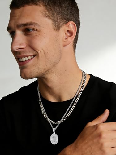 Image of U7 Saint Michael Necklace for Men,Stainless Steel /18K Gold Plated St Michael Archangel /Saint Benedict /Saint Christopher Pendant Amulet Necklace for Men Women