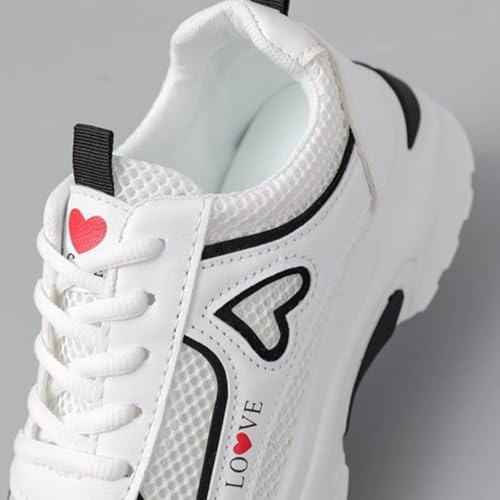 Heart Chunky Sneakers for Women & Girls Breathable Color-Blocked Platform 3cm Walking Shoes for Travel & Gifts4