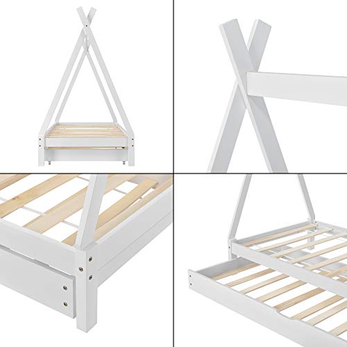 Kinderbed Tipi met onderschuifbed 90x200 cm wit - Afbeelding 8