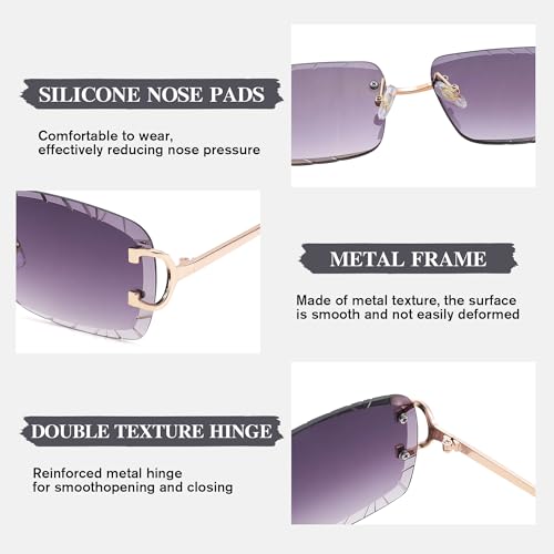 Pro Acme Y2K Rimless Rectangle Sunglasses - Fashion Cutting Designs Trend Square Men's Women's Eyewear3