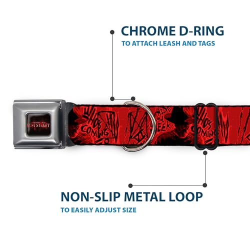Collier Buckle-Down réglable de 27 à 43 cm pour chien de taille moyenne rouge