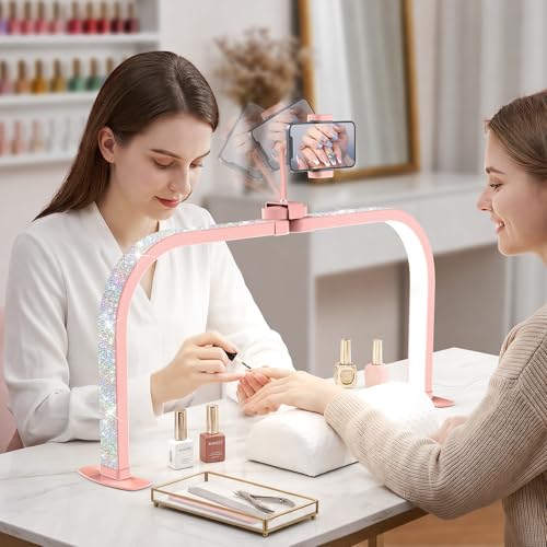 LIONVISON Nail Light Half Moon: 29" Foldable Half Moon Light for Nail Desk