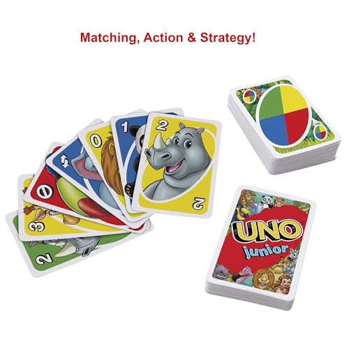 Mattel Games UNO junior Card Game for Kids Ages 3+, 2-4 Players | Preschool Learning Card Game with 3 Levels of Play for Younger Children & Family Game Night, GKF04 - Image 4