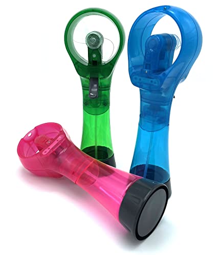 Image of BJPEY Water Misting Fans Portable Personal Handheld Spray Fan Cooling Outdoor Cooler, Pack of 3 (Blue /Green /Pink)