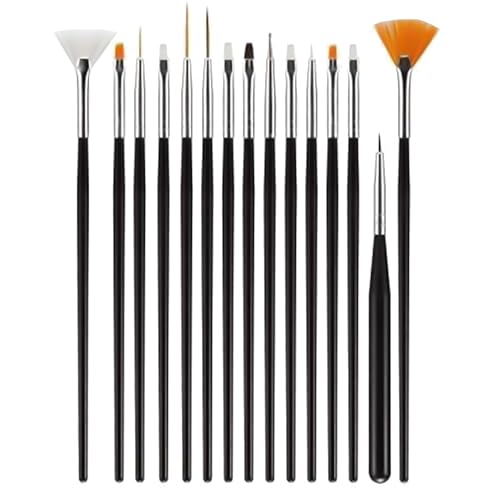 TEMPERIA (15pcs) Nail Art Brush Set with Nail Dotting Tool for Wo...