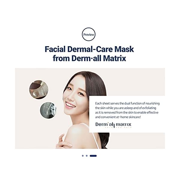 DERMÂ·ALL MATRIX] Daily Facial Dermal-care (35g/sheet) Overnight mask pack,Lifting and Hydrating,Soothing, Exfoliating,Skin Nourishing,Collagen sheet mask for wrinkles and dry skin. (4sheets/1week)