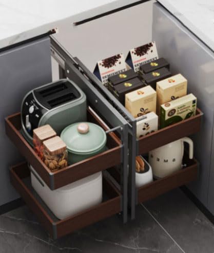 GXXINGIN Estante de Almacenamiento para gabinete de Esquina de Cocina, 4 bandejas, Organizador de Esquina Ciego extraíble para gabinetes de 800-900 mm, Altura Ajustable, Colores Opcionales