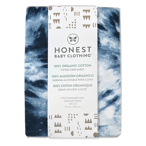 Image of HonestBaby Unisex-Baby Classics Fitted Crib Sheets Set Standard Mattress, 100% Organic Cotton Baby Boys, Girls, Neutral, 1 Pack - Strawberry Cream, One Size