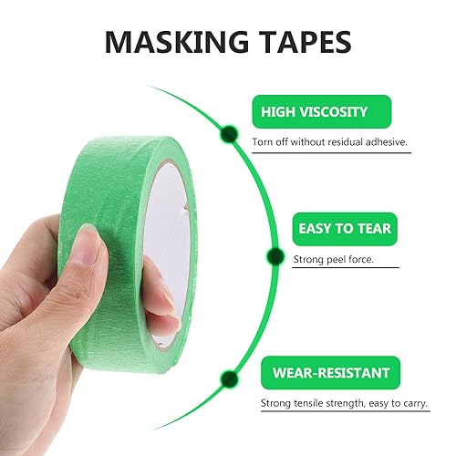 Image of Baluue Green Masking Tape 4 Rolls Paper Masking Tape for Painting DIY Crafts for Spraying Protection