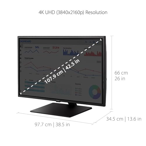 Image of ViewSonic VX4381-4K 43 Inch 4K Monitor, MVA Display with HDR10 for Ultimate Home Entertainment and Large-Format Productivity, Eye Care Technology, HDMI, and DisplayPort Inputs