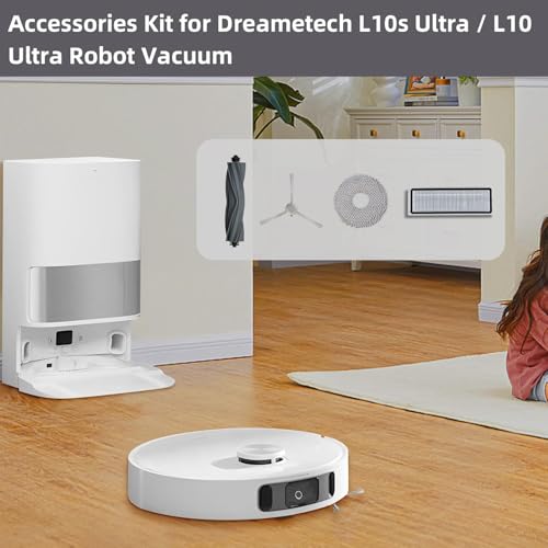 Image of AutoStory L10S Replacement Parts Accessories for Dreame L10s Ultra / L10s Pro / L10 Ultra Robot Vaccum Cleaner, 1 Main Roller Brush, 4 Side Brushes, 2 Filters, 2 Dust Bags