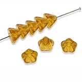 Indulge in the beauty of our exquisite, bell flower beads, carefully crafted from authentic Czech glass. The unique shape of these flower beads, coupled with the radiant golden yellow color, creates a stunning visual effect that is sure to captivate....