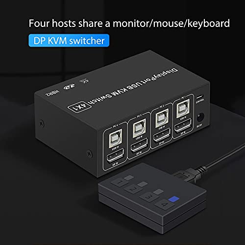 4 Poorten DP KVM Switch 4K 60Hz 4 In 1 Out USB Displayport Switch Box PC Share Monitor Muis Toetsenbord Printer Switcher - Image 6