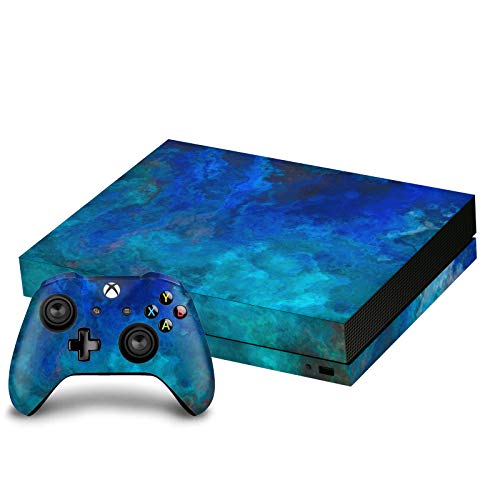 Peau autocollant Xbox One X LebensArt Blue Malachite protection vinyle manette de jeu