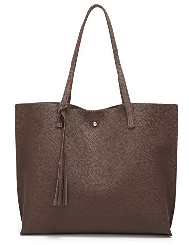 Image of Dreubea Women's Soft Faux Leather Tote Shoulder Bag from, Big Capacity Tassel Handbag